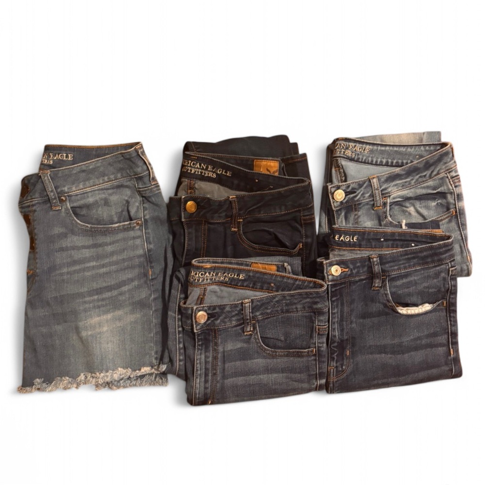American Eagle Denim Lot - size 12 and 14 - 4 jeans and 2 mini skirts